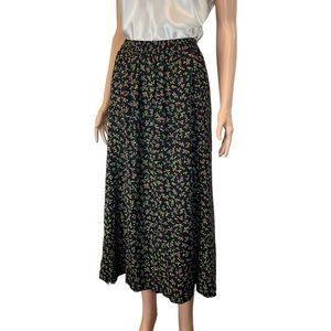 Liz Claiborne Black Floral Midi Skirt